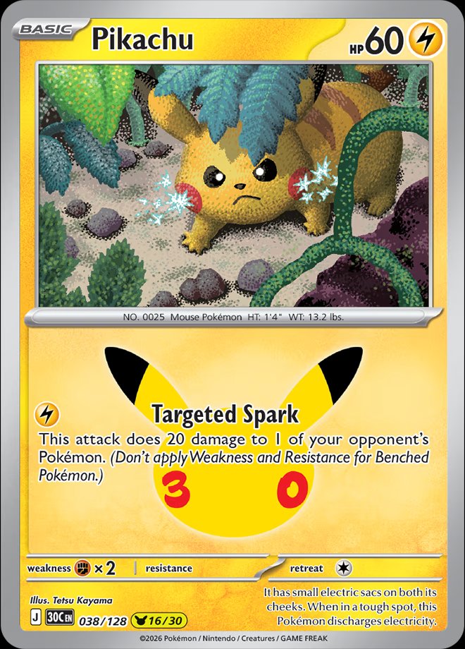 Pikachu 038 — 30th Celebration (English Pokémon TCG card)