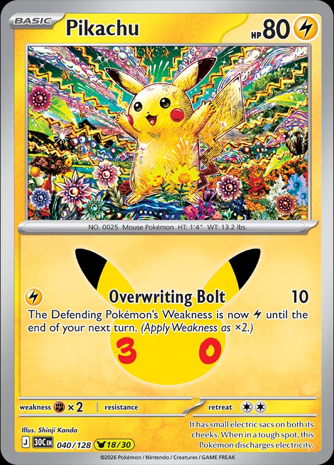 Pikachu 040 — 30th Celebration (English Pokémon TCG card)