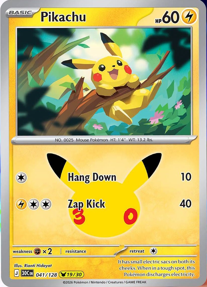 Pikachu 041 — 30th Celebration (English Pokémon TCG card)