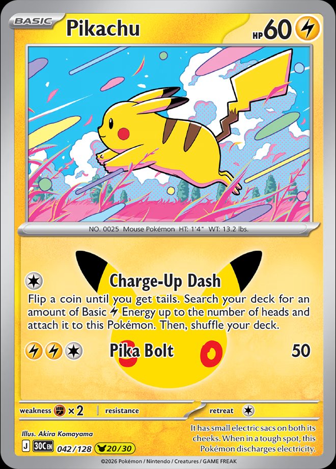 Pikachu 042 — 30th Celebration (English Pokémon TCG card)