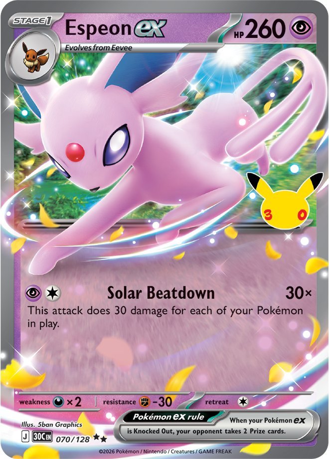 Espeon ex 070 — 30th Celebration (English Pokémon TCG card)
