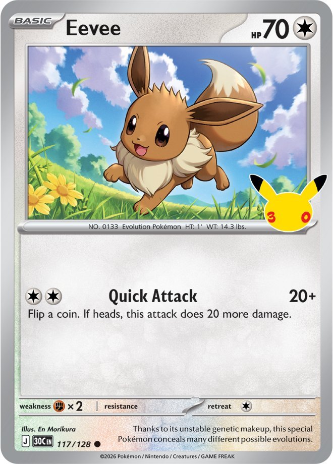Eevee 117 — 30th Celebration (English Pokémon TCG card)