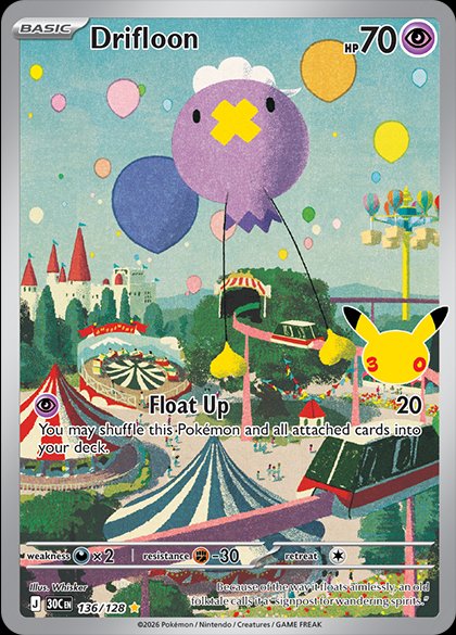 Drifloon 136 — 30th Celebration (English Pokémon TCG card)