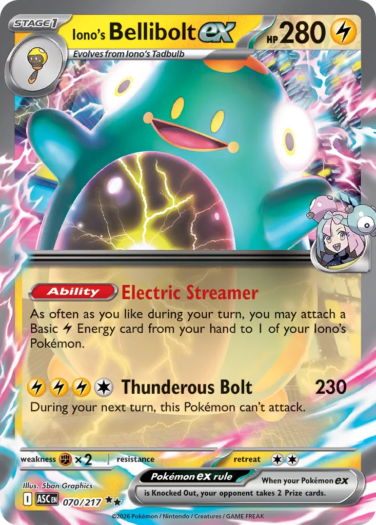 Iono's Bellibolt ex 070/217 — Ascended Heroes (English Pokémon TCG card)