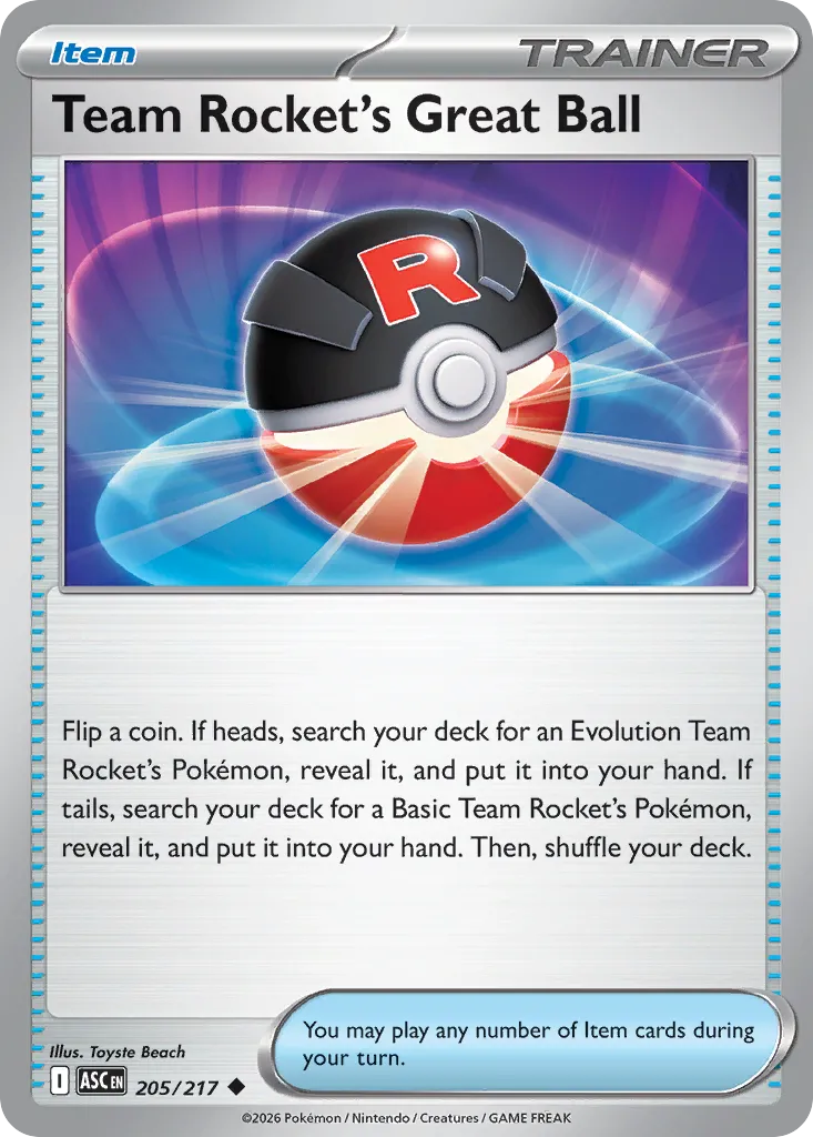 Team Rocket's Great Ball 205/217 — Ascended Heroes (English Pokémon TCG card)