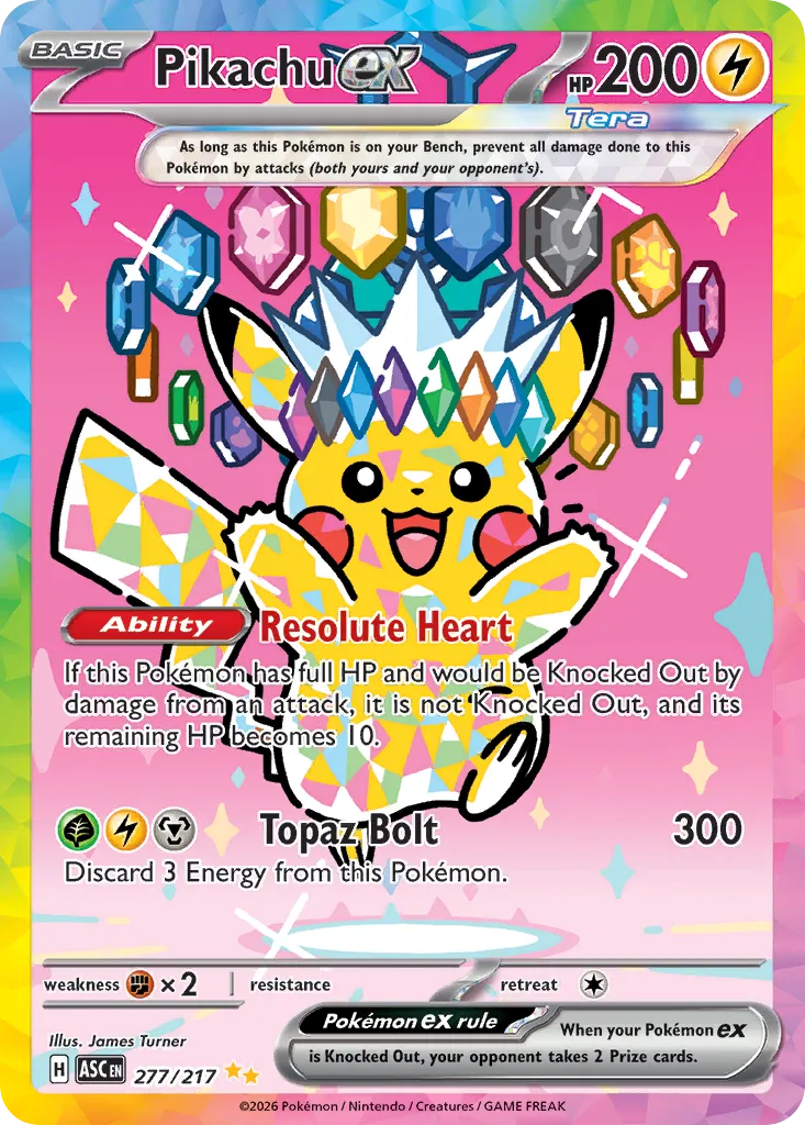 Pikachu ex 277/217 — Ascended Heroes (English Pokémon TCG card)