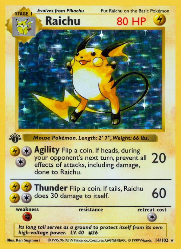 Raichu 014 — Base Set (Shadowless) (English Pokémon TCG card)