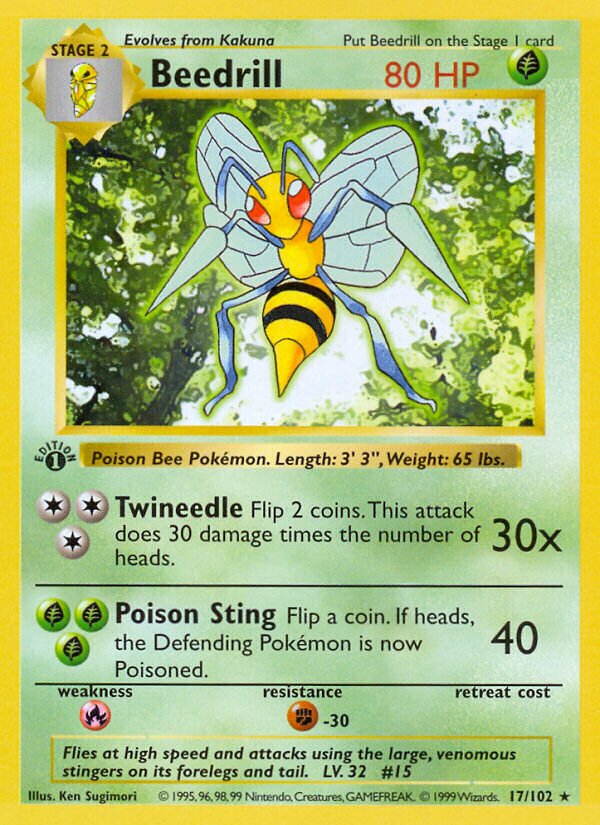 Beedrill 017 — Base Set (Shadowless) (English Pokémon TCG card)