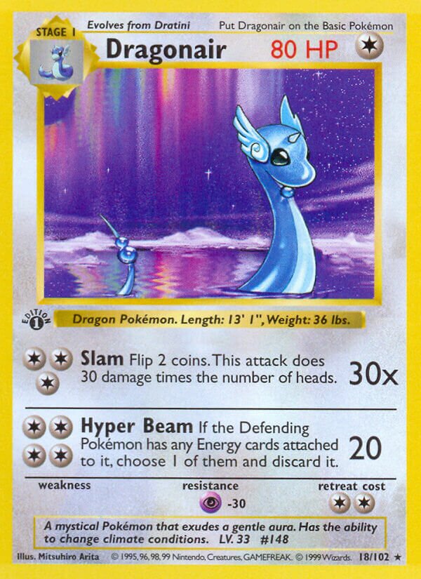 Dragonair 018 — Base Set (Shadowless) (English Pokémon TCG card)