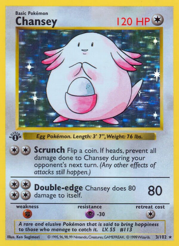 Chansey 003 — Base Set (Shadowless) (English Pokémon TCG card)
