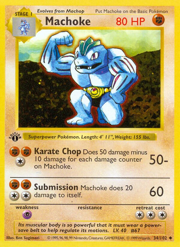 Machoke 034 — Base Set (Shadowless) (English Pokémon TCG card)