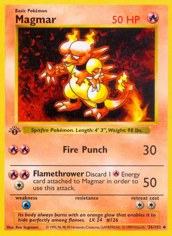 Magmar 036 — Base Set (Shadowless) (English Pokémon TCG card)