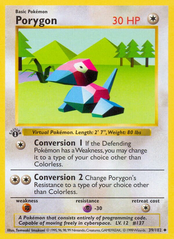 Porygon 039 — Base Set (Shadowless) (English Pokémon TCG card)