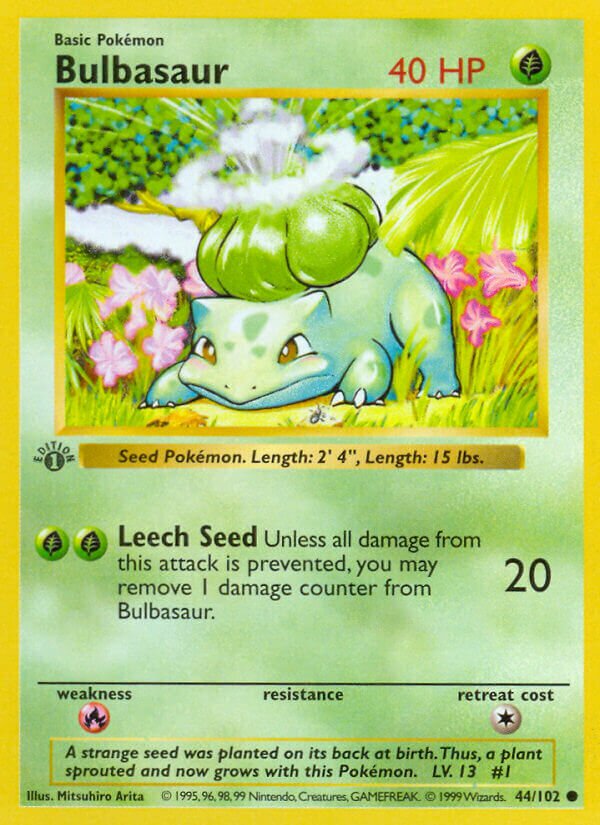 Bulbasaur 044 — Base Set (Shadowless) (English Pokémon TCG card)