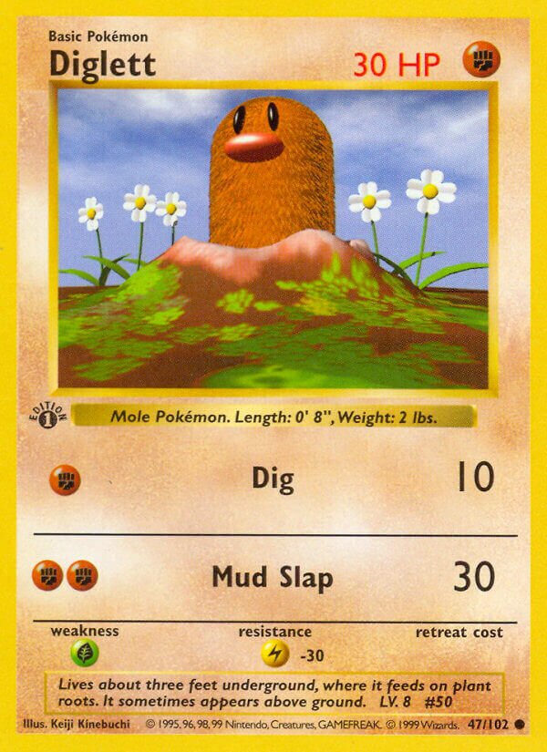 Diglett 047 — Base Set (Shadowless) (English Pokémon TCG card)