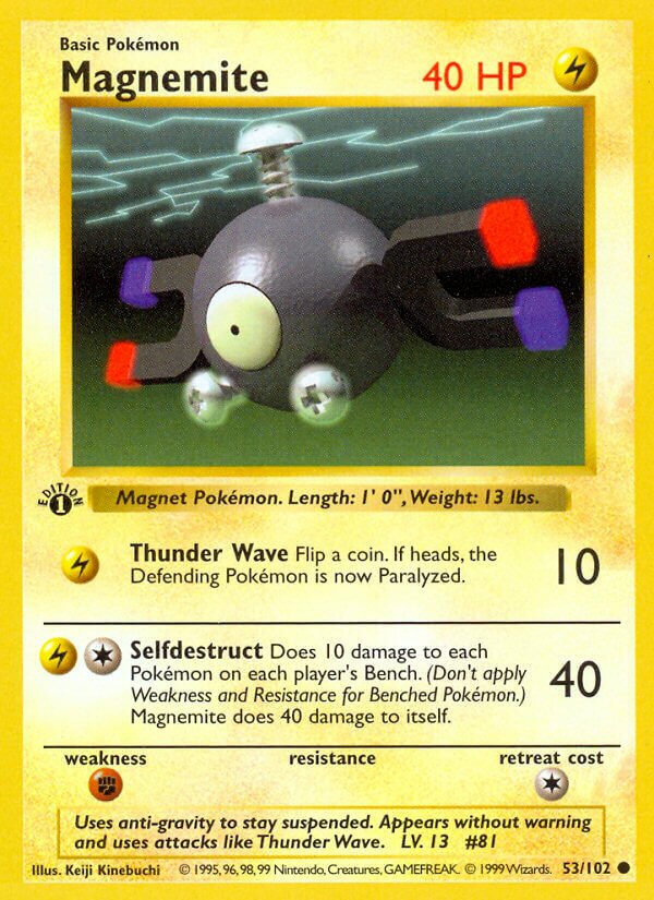 Magnemite 053 — Base Set (Shadowless) (English Pokémon TCG card)