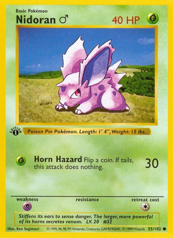 Nidoran ♂ 055 — Base Set (Shadowless) (English Pokémon TCG card)