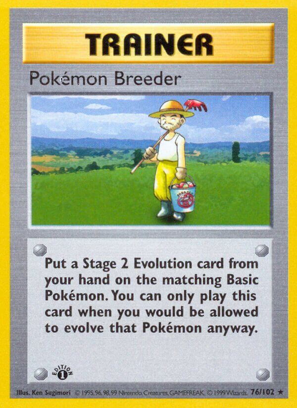 Pokémon Breeder 076 — Base Set (Shadowless) (English Pokémon TCG card)