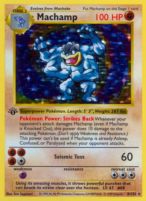 Machamp 008 — Base Set (Shadowless) (English Pokémon TCG card)