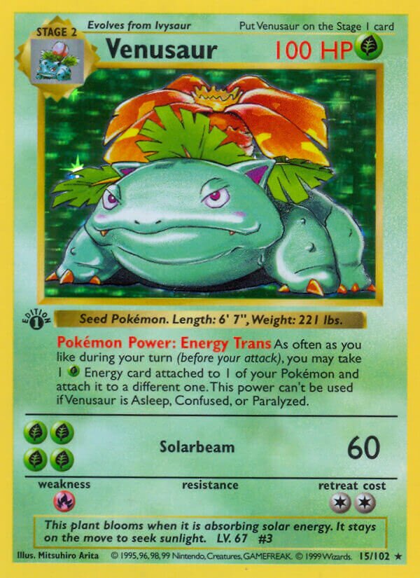 Venusaur 015/102 — Base Set (English Pokémon TCG card)