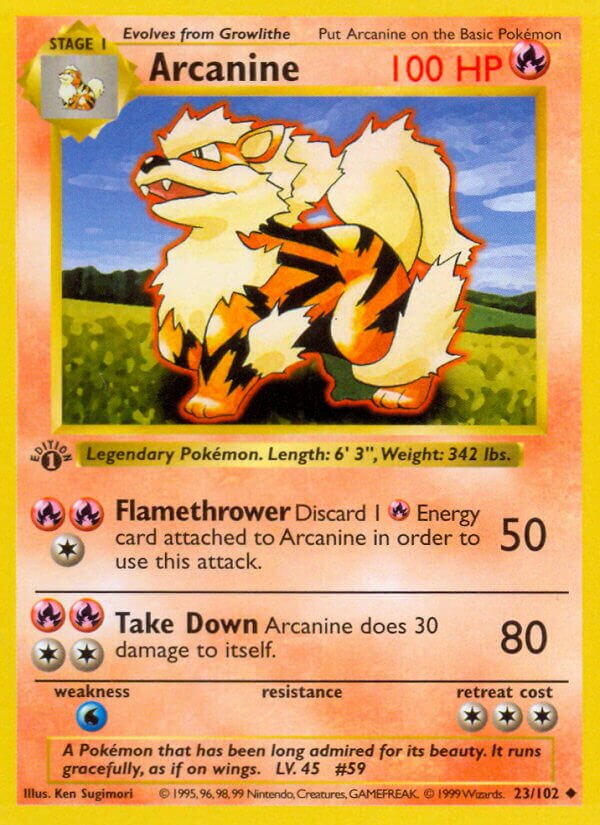 Arcanine 023/102 — Base Set (English Pokémon TCG card)