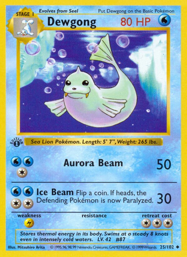 Dewgong 025/102 — Base Set (English Pokémon TCG card)