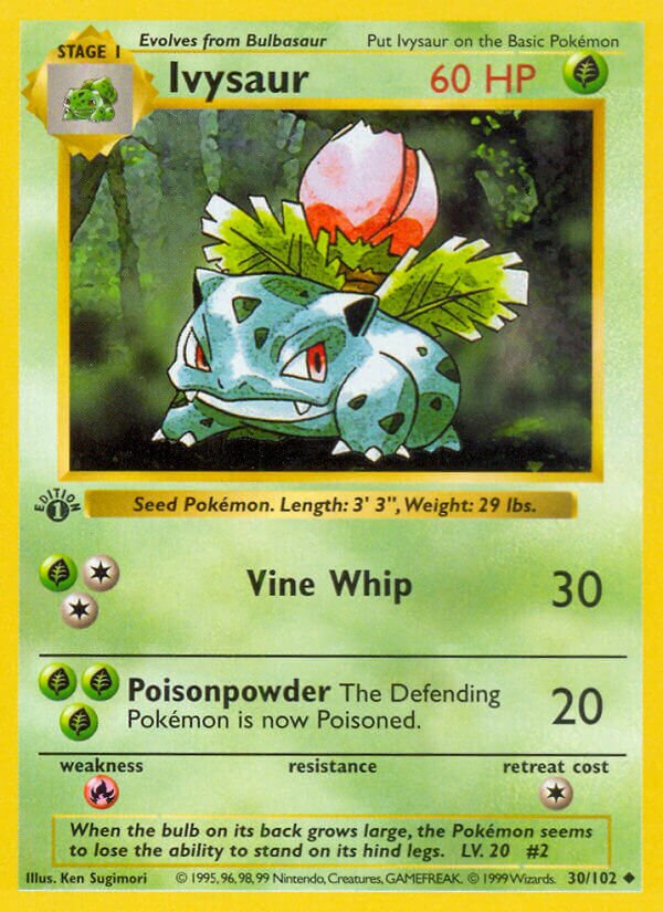 Ivysaur 030/102 — Base Set (English Pokémon TCG card)