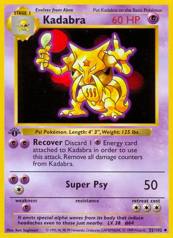 Kadabra 032/102 — Base Set (English Pokémon TCG card)