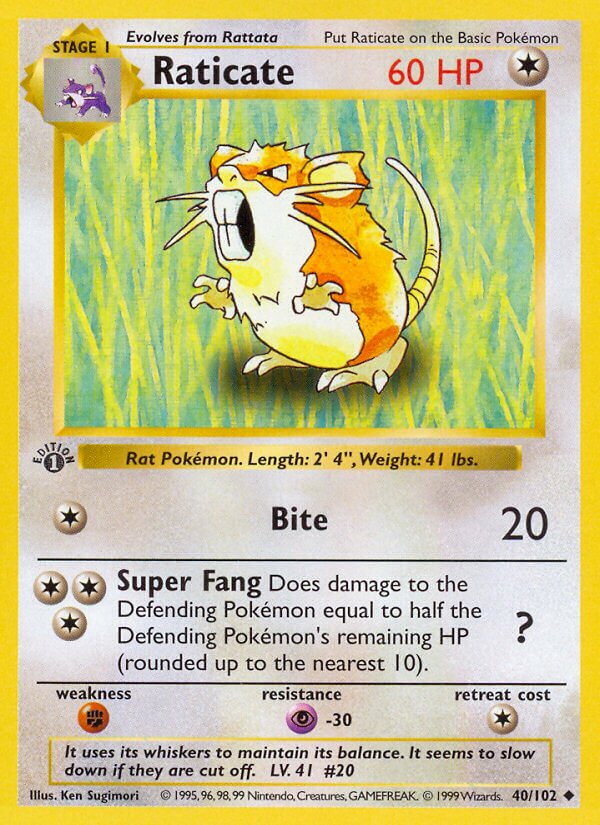 Raticate 040/102 — Base Set (English Pokémon TCG card)