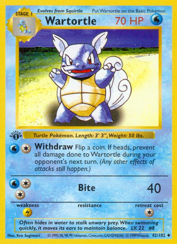 Wartortle 042/102 — Base Set (English Pokémon TCG card)