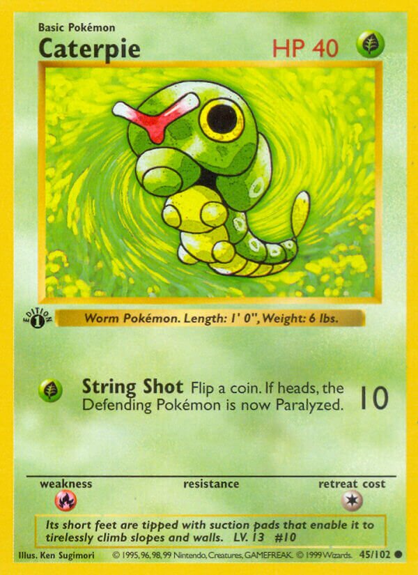 Caterpie 045/102 — Base Set (English Pokémon TCG card)