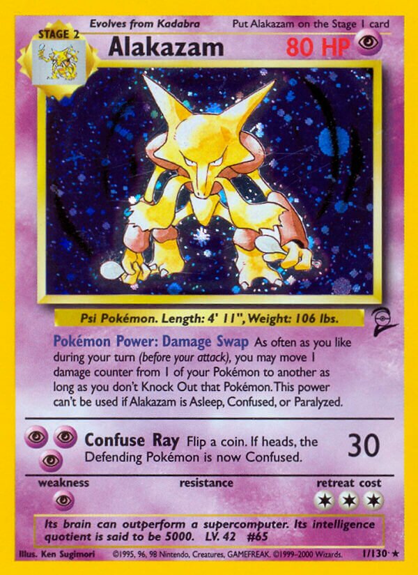 Alakazam 001/130 — Base Set 2 (English Pokémon TCG card)