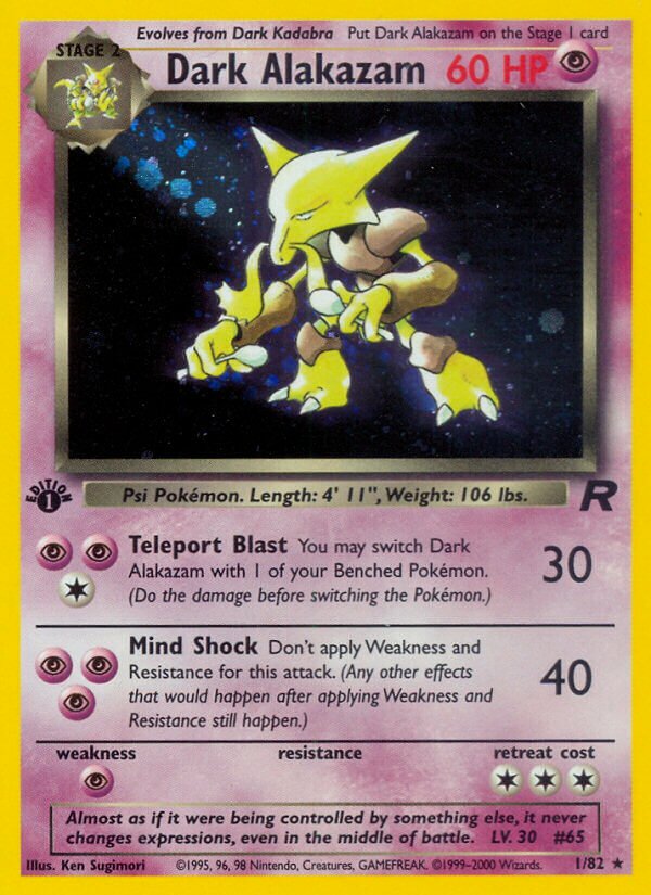 Dark Alakazam 001/83 — Team Rocket (English Pokémon TCG card)