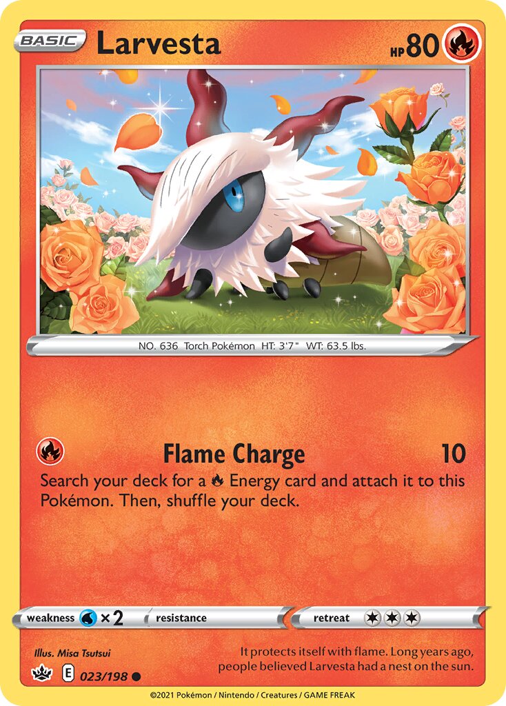Larvesta 023 — Battle Academy 2022 (Cinderace) (English Pokémon TCG card)