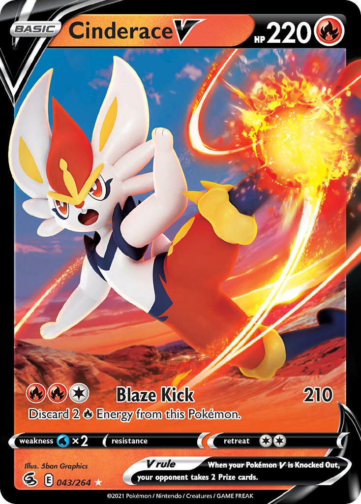 Cinderace V 043 — Battle Academy 2022 (Cinderace) (English Pokémon TCG card)
