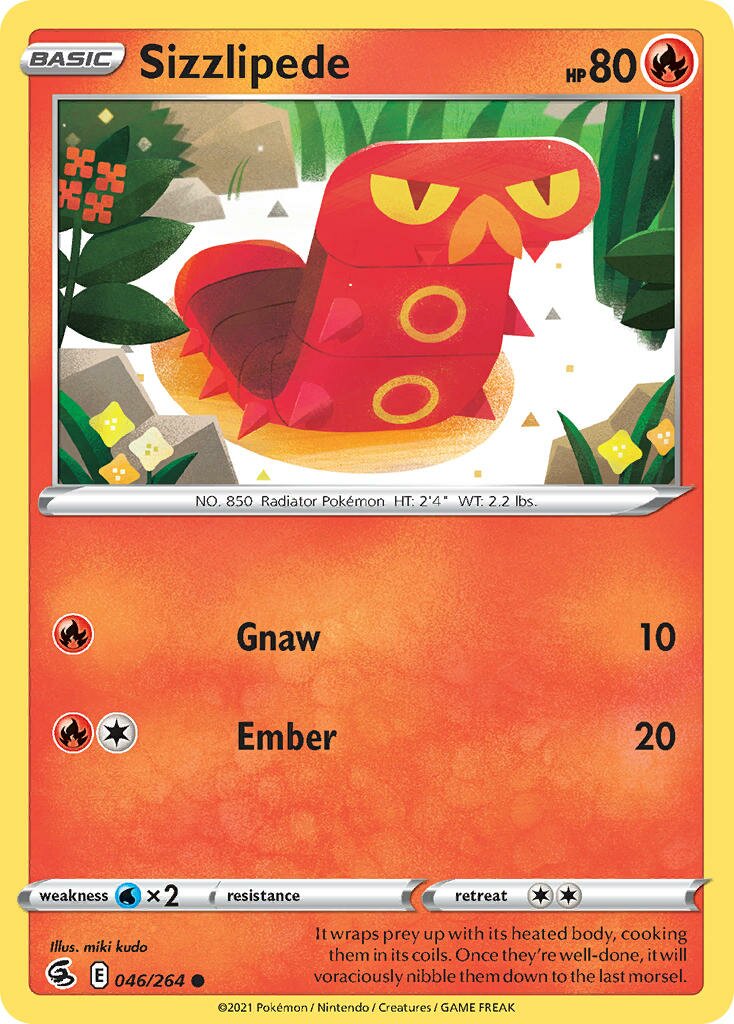 Sizzlipede 046 — Battle Academy 2022 (Cinderace) (English Pokémon TCG card)