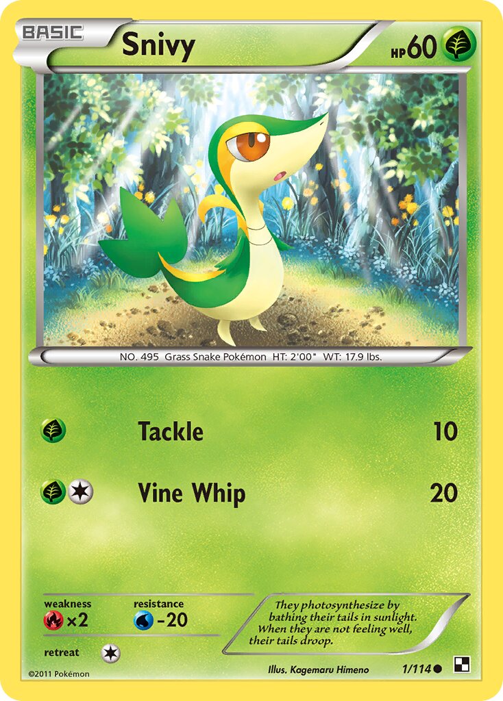 Snivy 001/115 — Black & White (English Pokémon TCG card)