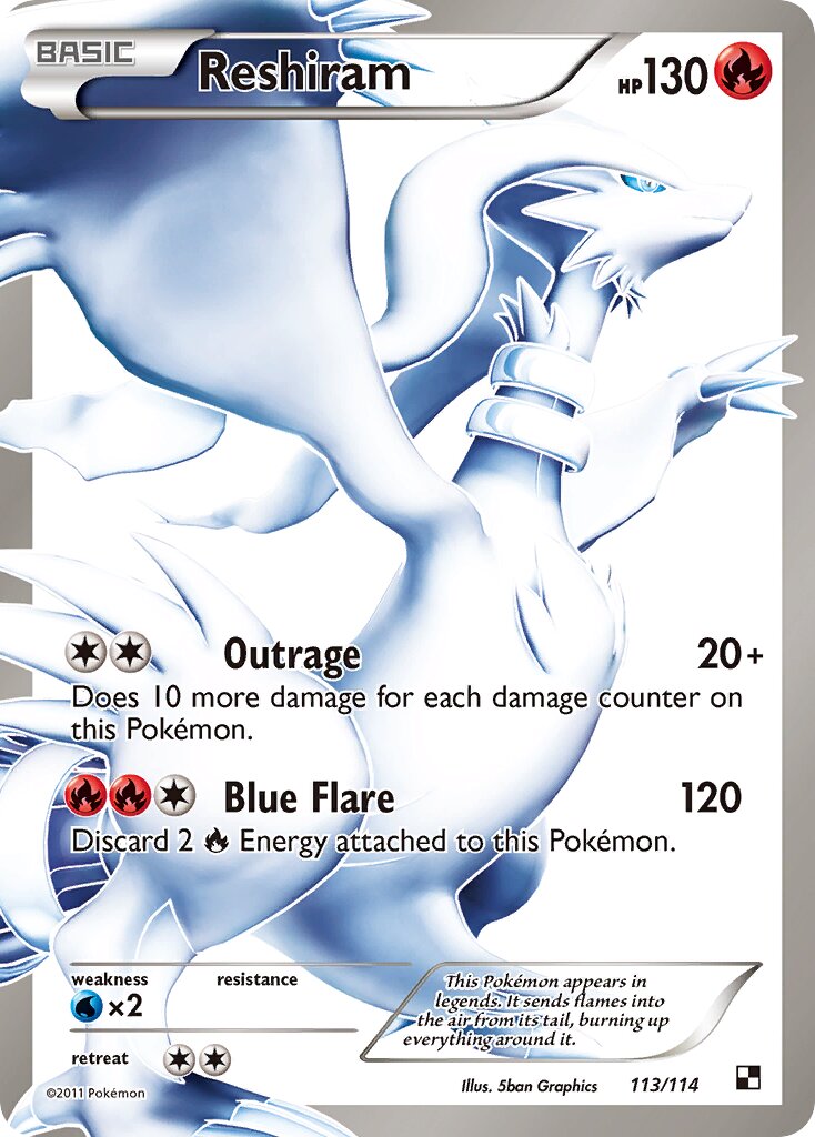 Reshiram 113/115 — Black & White (English Pokémon TCG card)