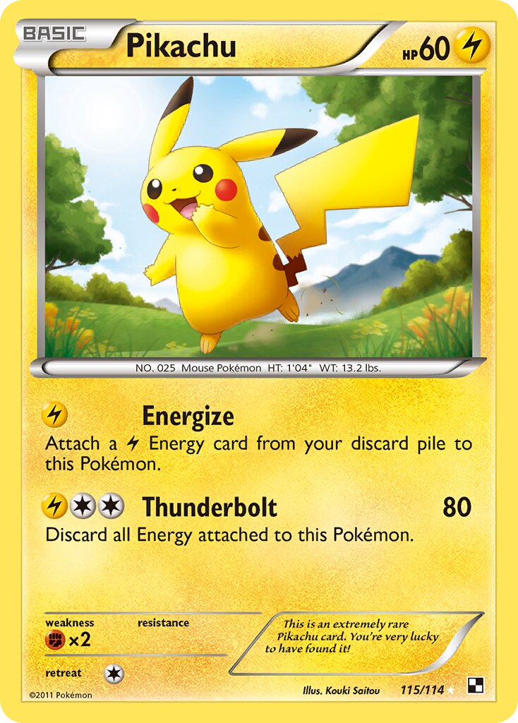 Pikachu 115/115 — Black & White (English Pokémon TCG card)