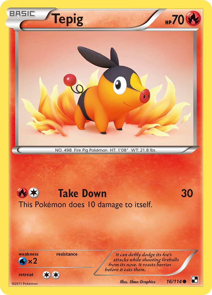 Tepig 016/115 — Black & White (English Pokémon TCG card)
