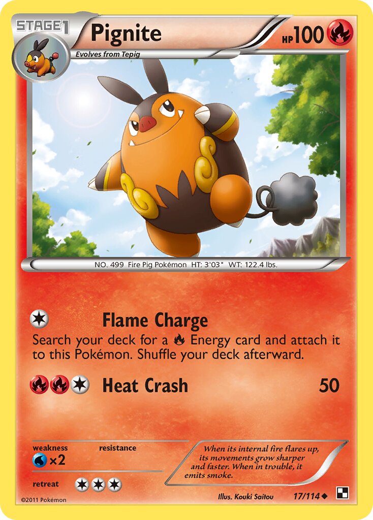 Pignite 017/115 — Black & White (English Pokémon TCG card)