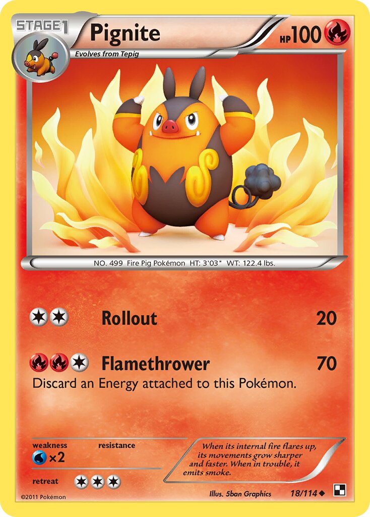 Pignite 018/115 — Black & White (English Pokémon TCG card)