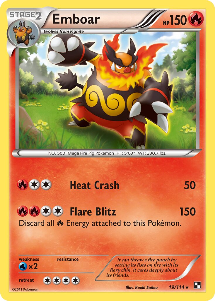 Emboar 019/115 — Black & White (English Pokémon TCG card)