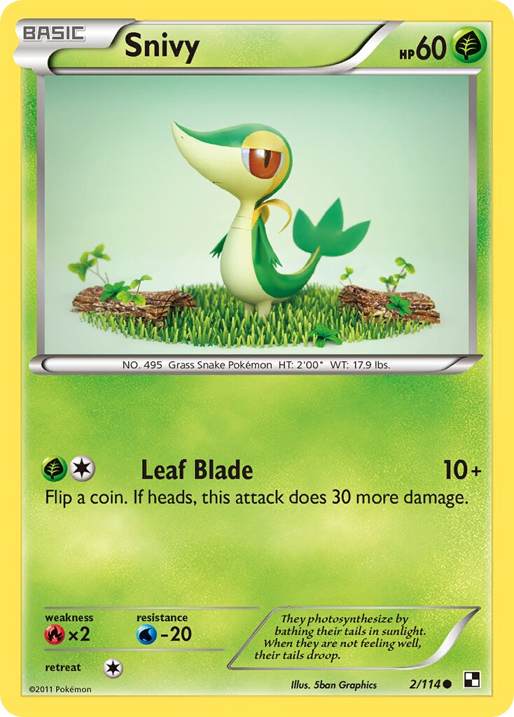 Snivy 002/115 — Black & White (English Pokémon TCG card)