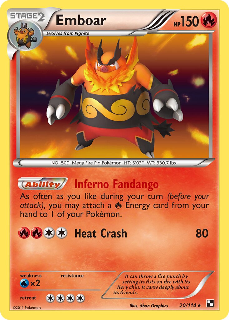 Emboar 020/115 — Black & White (English Pokémon TCG card)