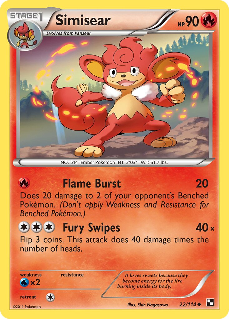 Simisear 022/115 — Black & White (English Pokémon TCG card)