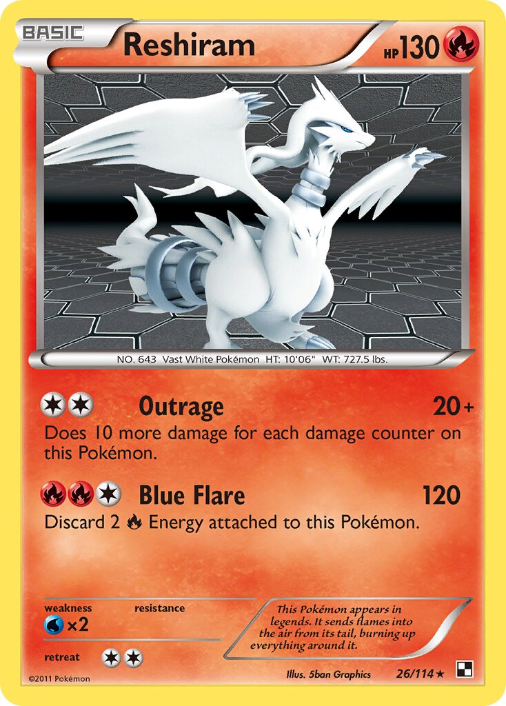 Reshiram 026/115 — Black & White (English Pokémon TCG card)