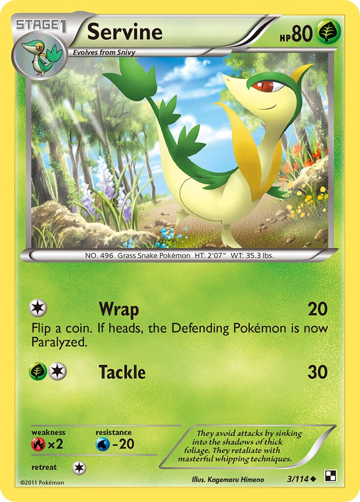 Servine 003/115 — Black & White (English Pokémon TCG card)