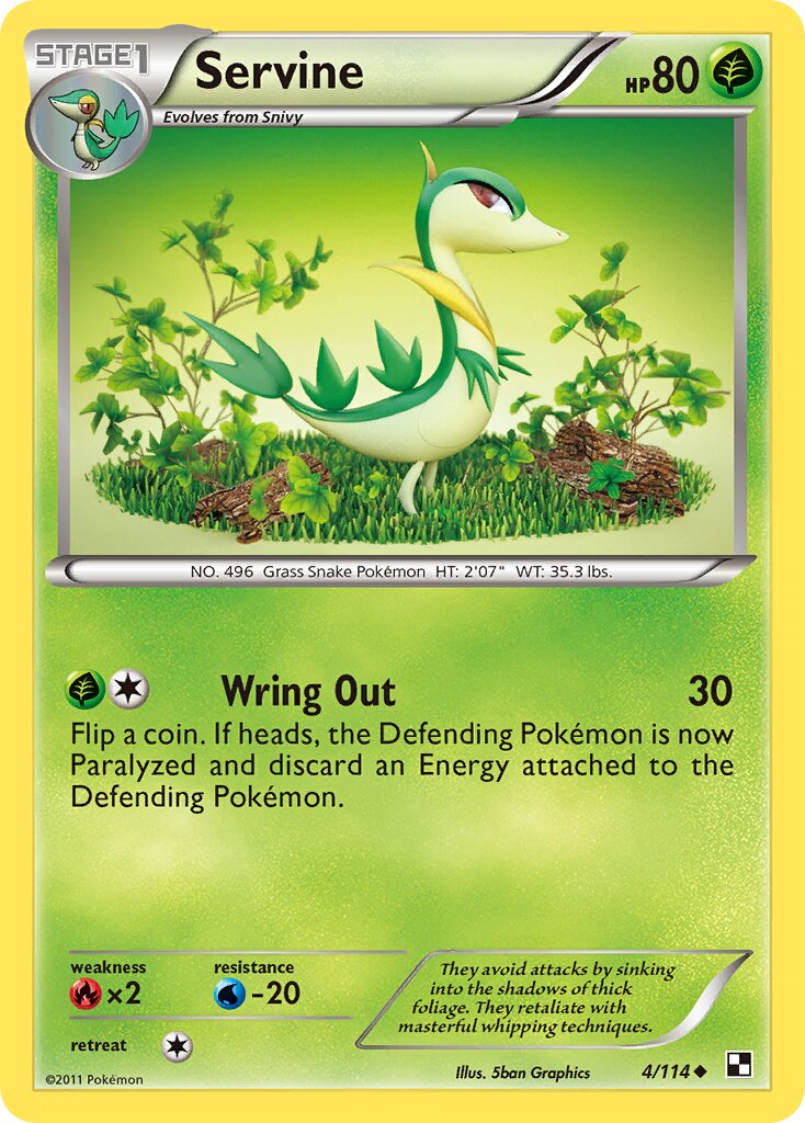 Servine 004/115 — Black & White (English Pokémon TCG card)