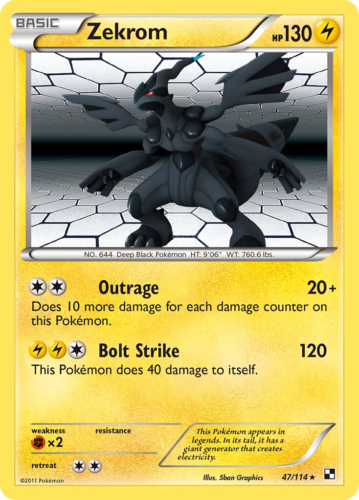 Zekrom 047/115 — Black & White (English Pokémon TCG card)